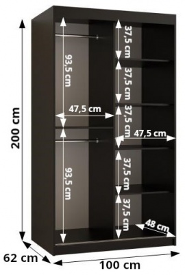 Šatní skříň Král T3 - 100 cm