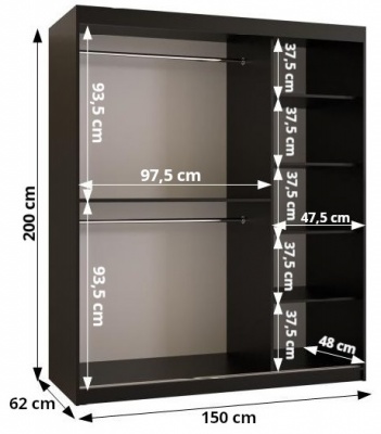 Šatní skříň Tafla Slim Jodelka 2 - 150 cm
