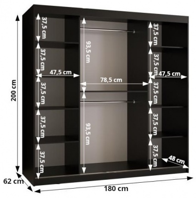 Šatní skříň Tafla Vlnka 2 - 180 cm