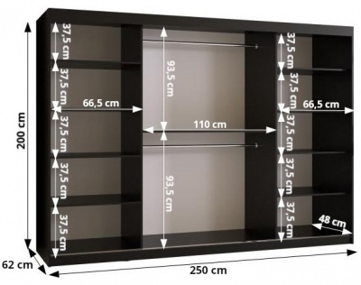 Šatní skříň Anrika 1 - 250 cm