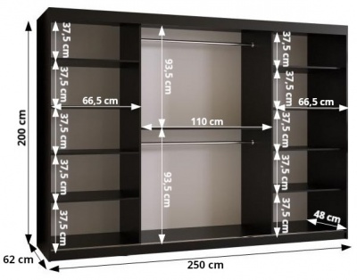Šatní skříň Anrika 2 - 250 cm