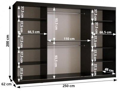 Šatní skříň Festra - 250 cm