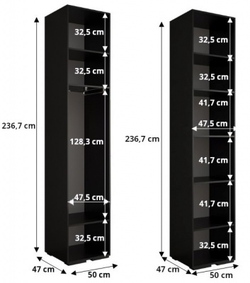 Šatní skříň Vela 4 černý mat - 250 cm