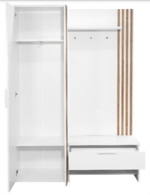 Předsíňová stěna Milo s lamelami - bílý mat