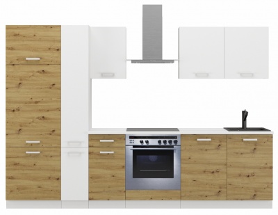 Kuchyňská linka Toni 290 cm - dub Artisan + bílý mat