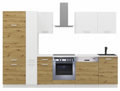 Kuchyňská linka Toni 300 cm - dub Artisan + bílý mat