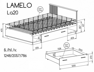 Postel 120x200 cm Lamelo LA20