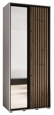 Šatní skříň Olinka 2 110 (hloubka 45 cm) - bílá + černá + zrcadlo