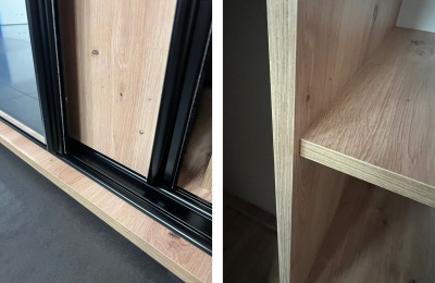 Šatní skříň Olinka 150 (hloubka 60 cm) - černá + bílá