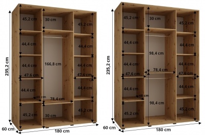 Šatní skříň Olinka 180 (hloubka 60 cm) - Artisan + Artisan