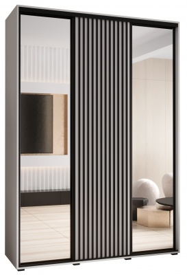 Šatní skříň Olinka 2 180 (hloubka 60 cm) - bílá + bílá + zrcadlo