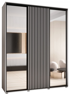 Šatní skříň Olinka 2 190 (hloubka 60 cm) - bílá + bílá + zrcadlo