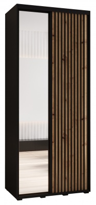 Šatní skříň Sofinka 2 100 (hloubka 45 cm) - černá + Artisan + zrcadlo