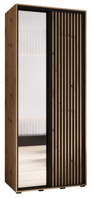 Šatní skříň Sofinka 2 120 (hloubka 45 cm) - Artisan + černá + zrcadlo