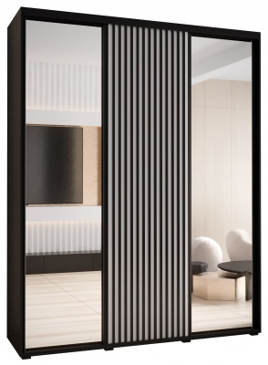Šatní skříň Sofinka 2 200 (hloubka 45 cm) - černá + bílá + zrcadlo