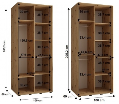 Šatní skříň Sofinka 100 (hloubka 60 cm) - bílá + bílá