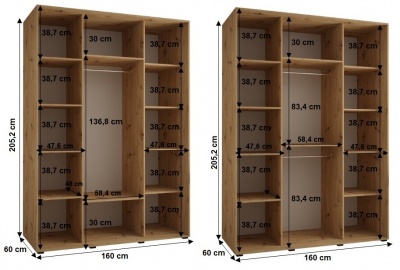 Šatní skříň Sofinka 160 (hloubka 60 cm) - bílá + bílá