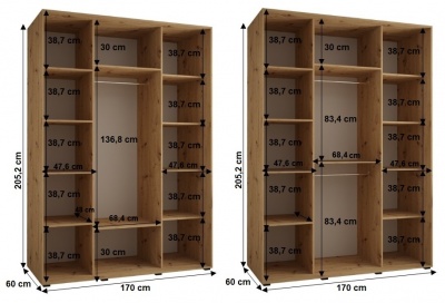 Šatní skříň Sofinka 170 (hloubka 60 cm) - bílá + bílá