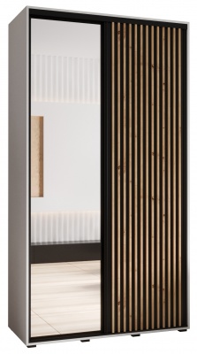 Šatní skříň Sofinka 2 130 (hloubka 60 cm) - bílá + černá + zrcadlo
