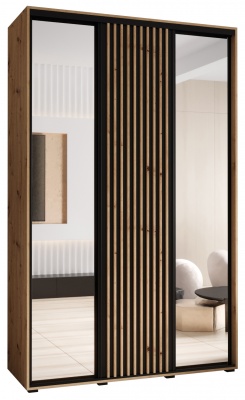Šatní skříň Sofinka 2 150 (hloubka 60 cm) - Artisan + černá + zrcadlo