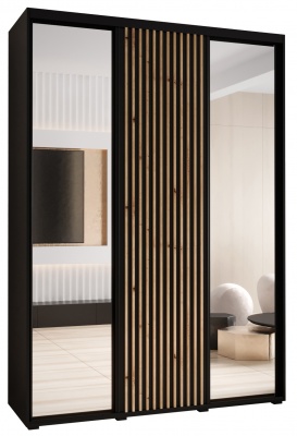 Šatní skříň Sofinka 2 170 (hloubka 60 cm) - černá + černá + zrcadlo