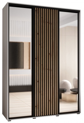 Šatní skříň Sofinka 2 180 (hloubka 60 cm) - bílá + černá + zrcadlo