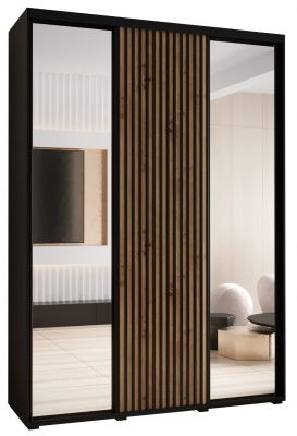 Šatní skříň Sofinka 2 180 (hloubka 60 cm) - černá + Artisan + zrcadlo