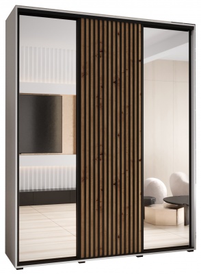 Šatní skříň Sofinka 2 200 (hloubka 60 cm) - bílá + Artisan + zrcadlo