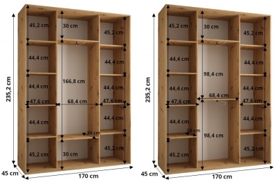 Šatní skříň Drahuška 5 170  (hloubka 45 cm) - Kašmír + černá