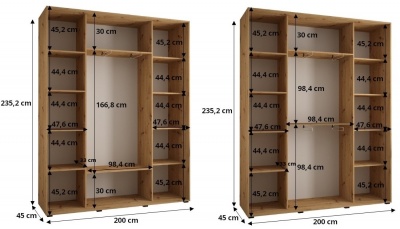 Šatní skříň Drahuška 9 200  (hloubka 45 cm) - Kašmír + stříbrná