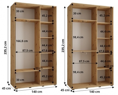 Šatní skříň Drahuška 13 140  (hloubka 45 cm) - Kašmír + zlatá