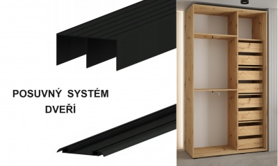 Šatní skříň Drahuška 3 140  (hloubka 60 cm) - Kašmír + stříbrná
