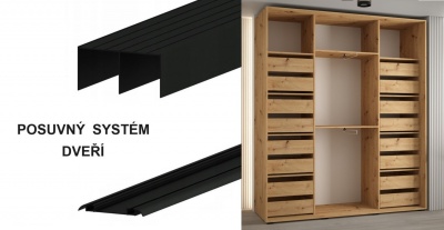 Šatní skříň Drahuška 4 200  (hloubka 60 cm) - Kašmír + stříbrná