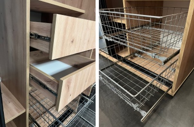 Šatní skříň Drahuška 5 200  (hloubka 60 cm) - Kašmír + stříbrná