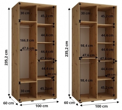 Šatní skříň Drahuška 6 100  (hloubka 60 cm) - Kašmír + stříbrná