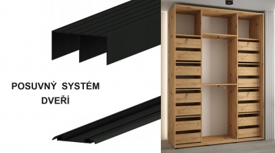 Šatní skříň Drahuška 6 160  (hloubka 60 cm) - Kašmír + stříbrná