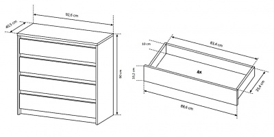 Komoda Xelo 93 F 4S dub Craft