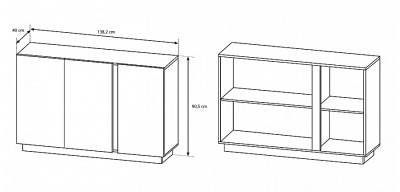 Komoda Arco F 138 bílý mat + bílý lesk + dub Grandson