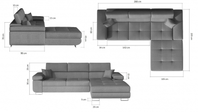 Rohová sedací souprava Armando-Sawana 14/eco kůže Soft 11