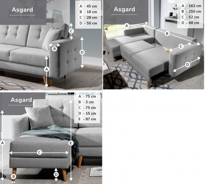 Rohová sedací souprava Asgard L- Soro 61/ polštáře Zigzag 53