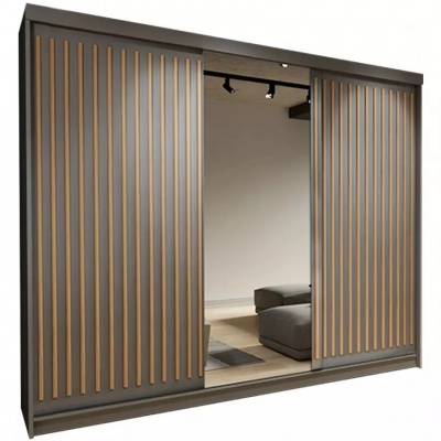 Skříň Royal se zrcadlem 250 cm šedá