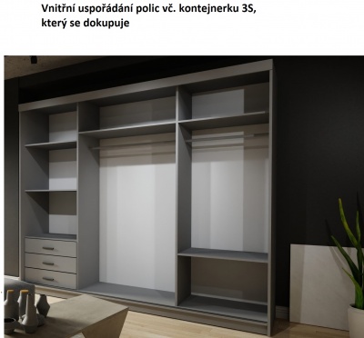 Skříň Royal se zrcadlem 250 cm šedá