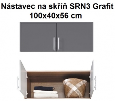 Šatní skříň SMART SRL3 Antracit - se zrcadlem